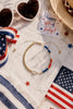 Patriotic Initial Bracelet: 4th of July Summer Jewelry Gift, America 250th Celebration
