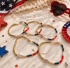 Patriotic Initial Bracelet: 4th of July Summer Jewelry Gift, America 250th Celebration