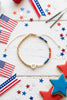 Patriotic Initial Bracelet: 4th of July Summer Jewelry Gift, America 250th Celebration