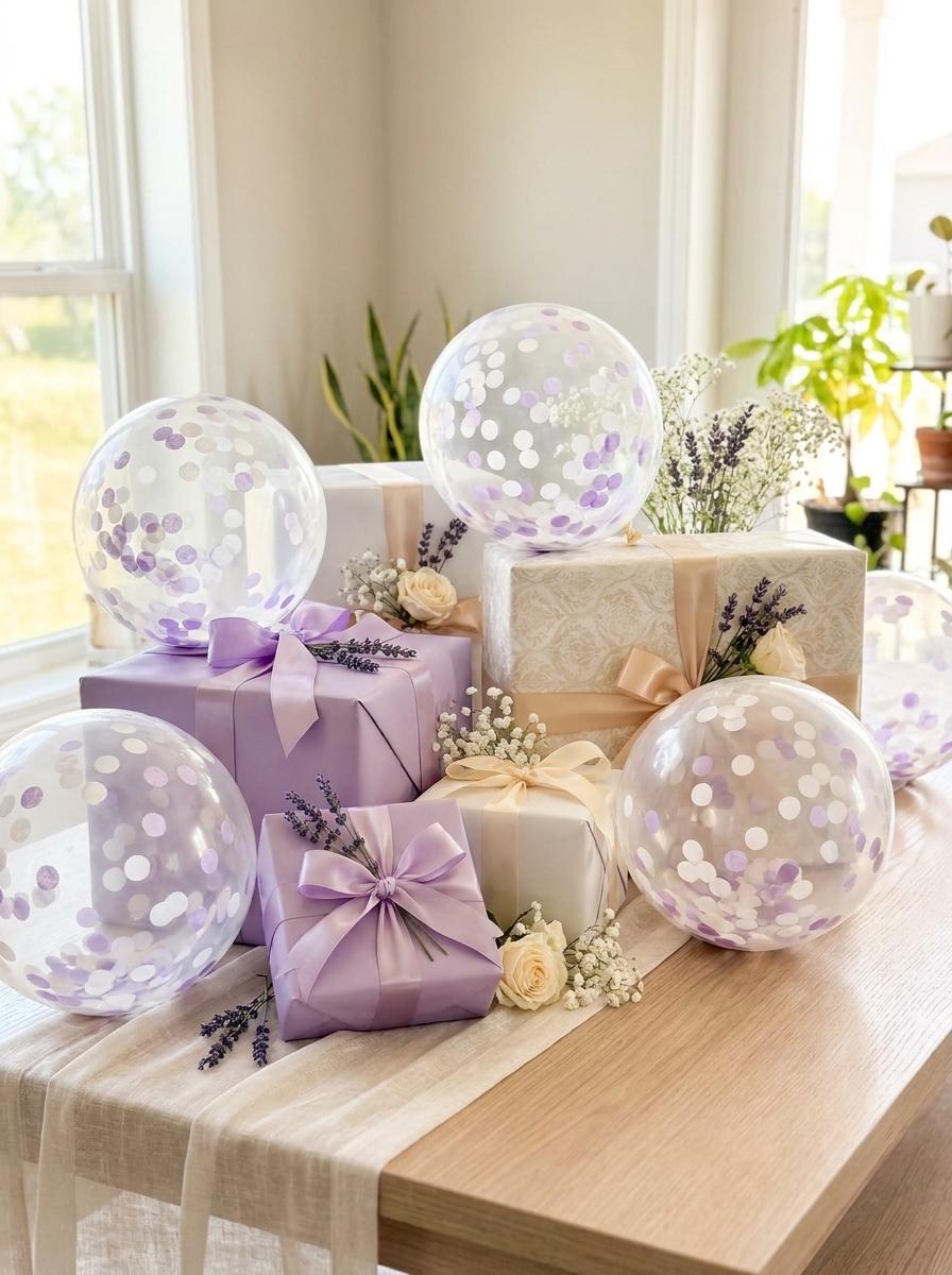 Pastel Purple & White Confetti Balloons: Shes Blooming Party Decorations [25 Pack]