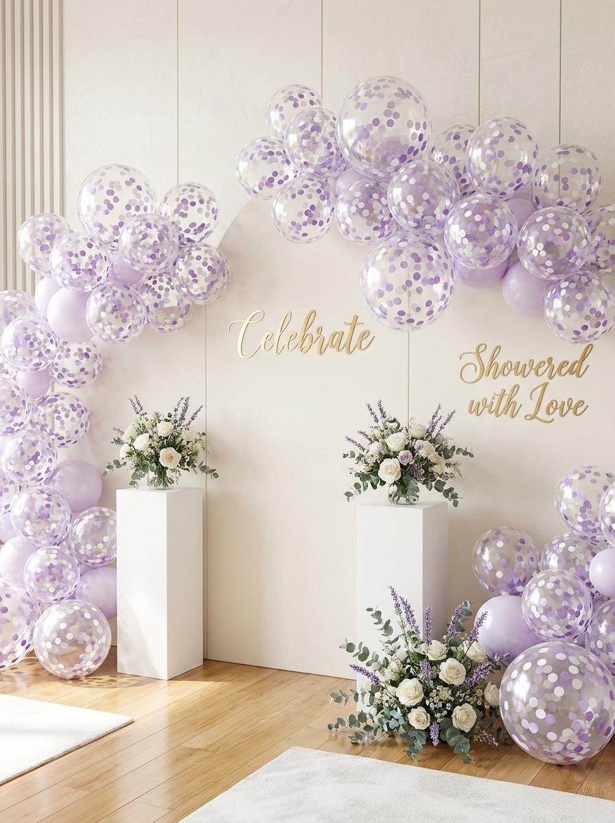 Pastel Purple & White Confetti Balloons: Shes Blooming Party Decorations [25 Pack]