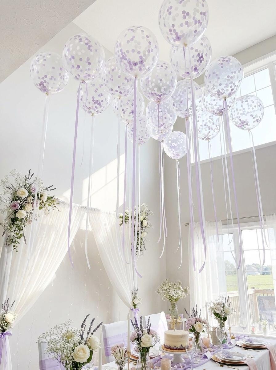 Pastel Purple & White Confetti Balloons: Shes Blooming Party Decorations [25 Pack]