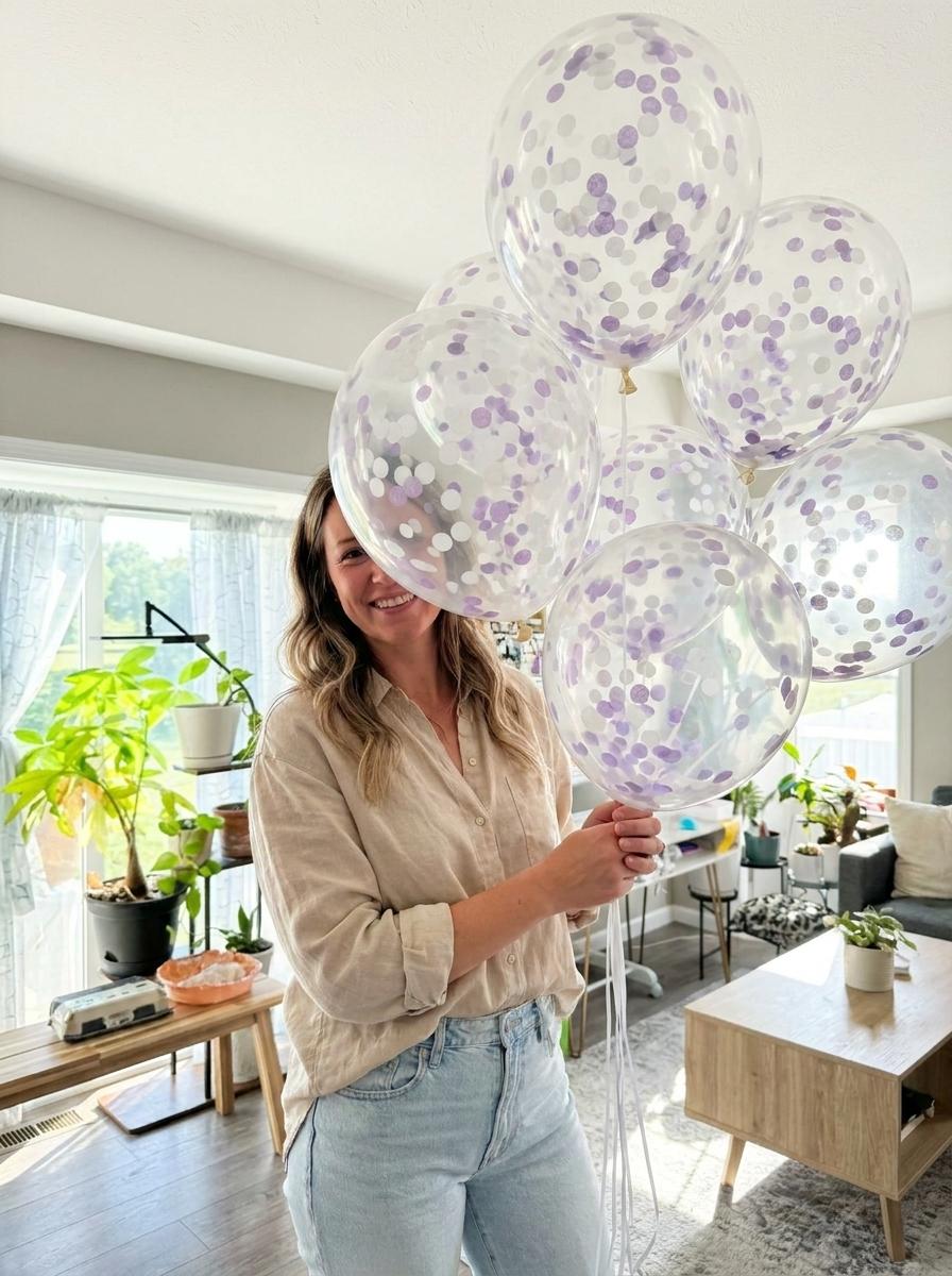 Pastel Purple & White Confetti Balloons: Shes Blooming Party Decorations [25 Pack]