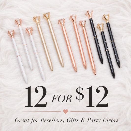 12 Gem Pens for 12 | Mixed Variety Bulk Bundle
