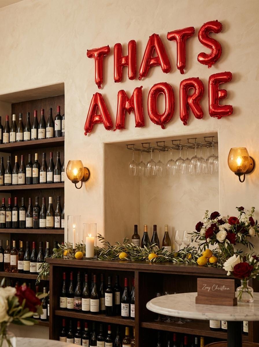 That’s Amore Foil Letter Balloon Garland: Italian Bridal Shower Decor | Tomato Girl Summer Party