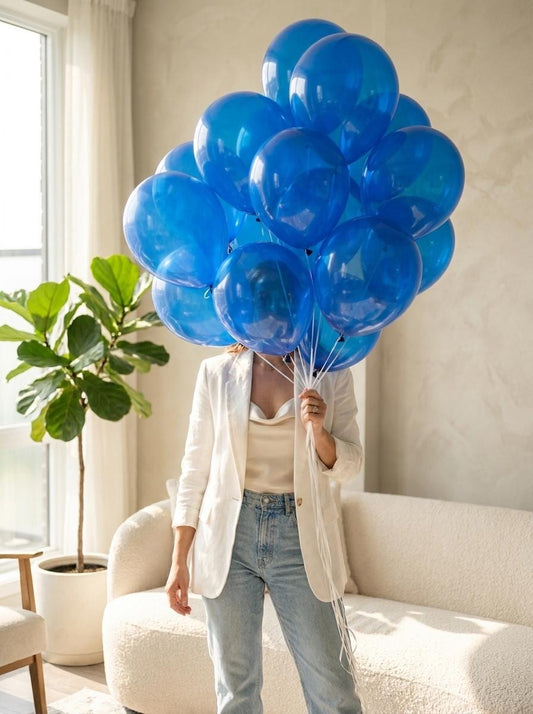 Transparent Blue Balloons 50 Pack | Royal Blue Party Decor for Birthdays, Baby Showers & Graduations
