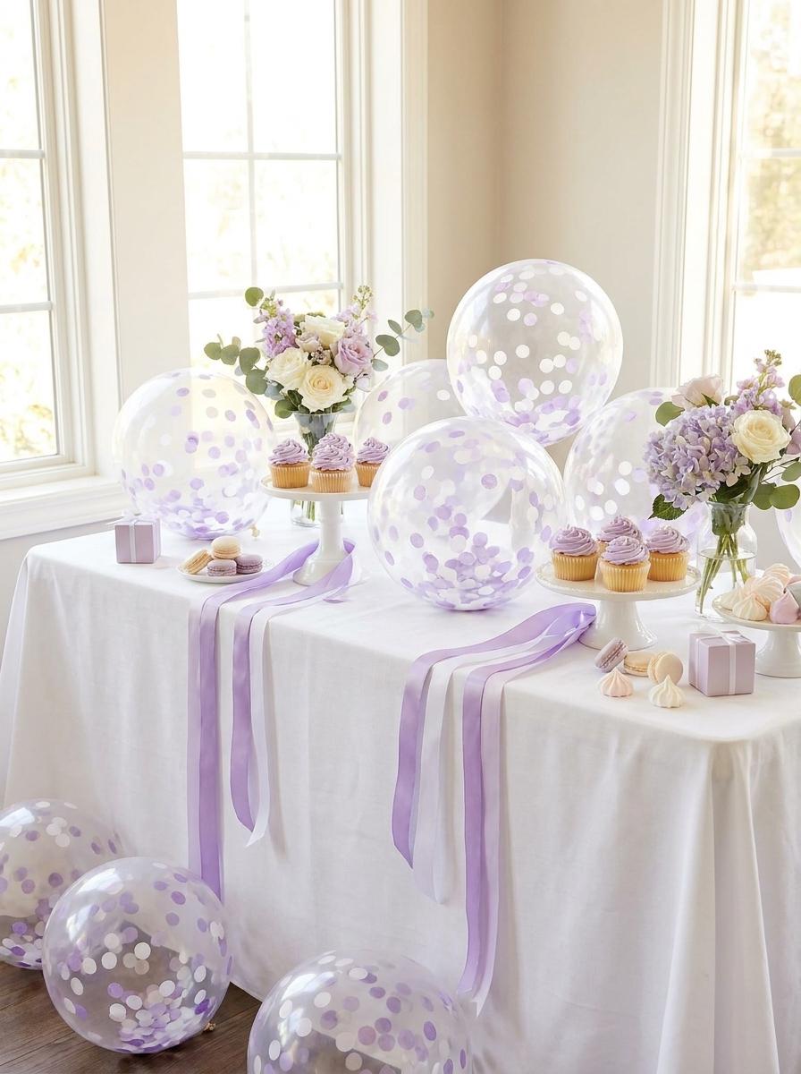 Pastel Purple & White Confetti Balloons: Shes Blooming Party Decorations [25 Pack]
