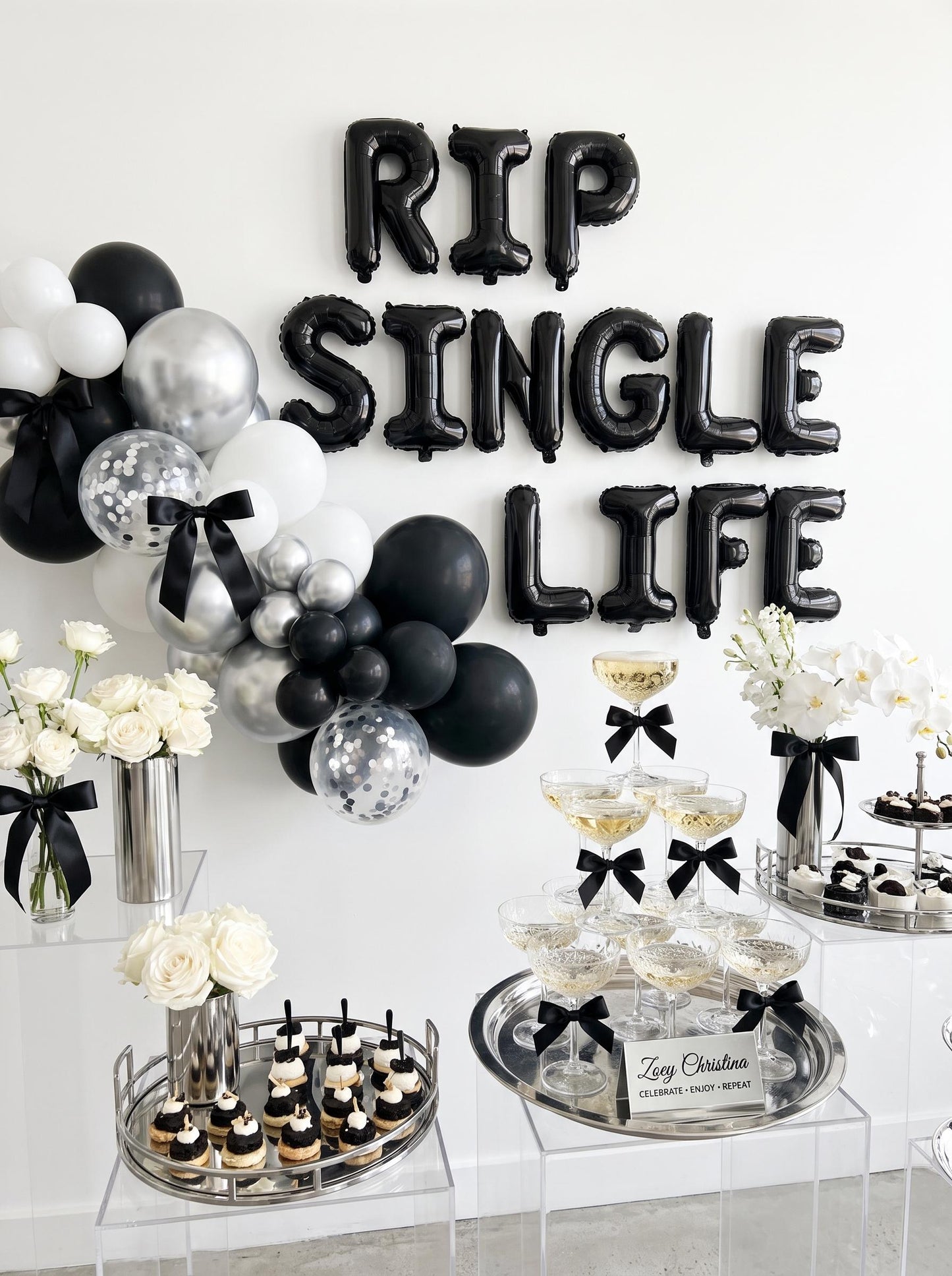 RIP SINGLE LIFE Balloon Banner | Halloween Bachelorette Party Decor | Final Boo Decorations