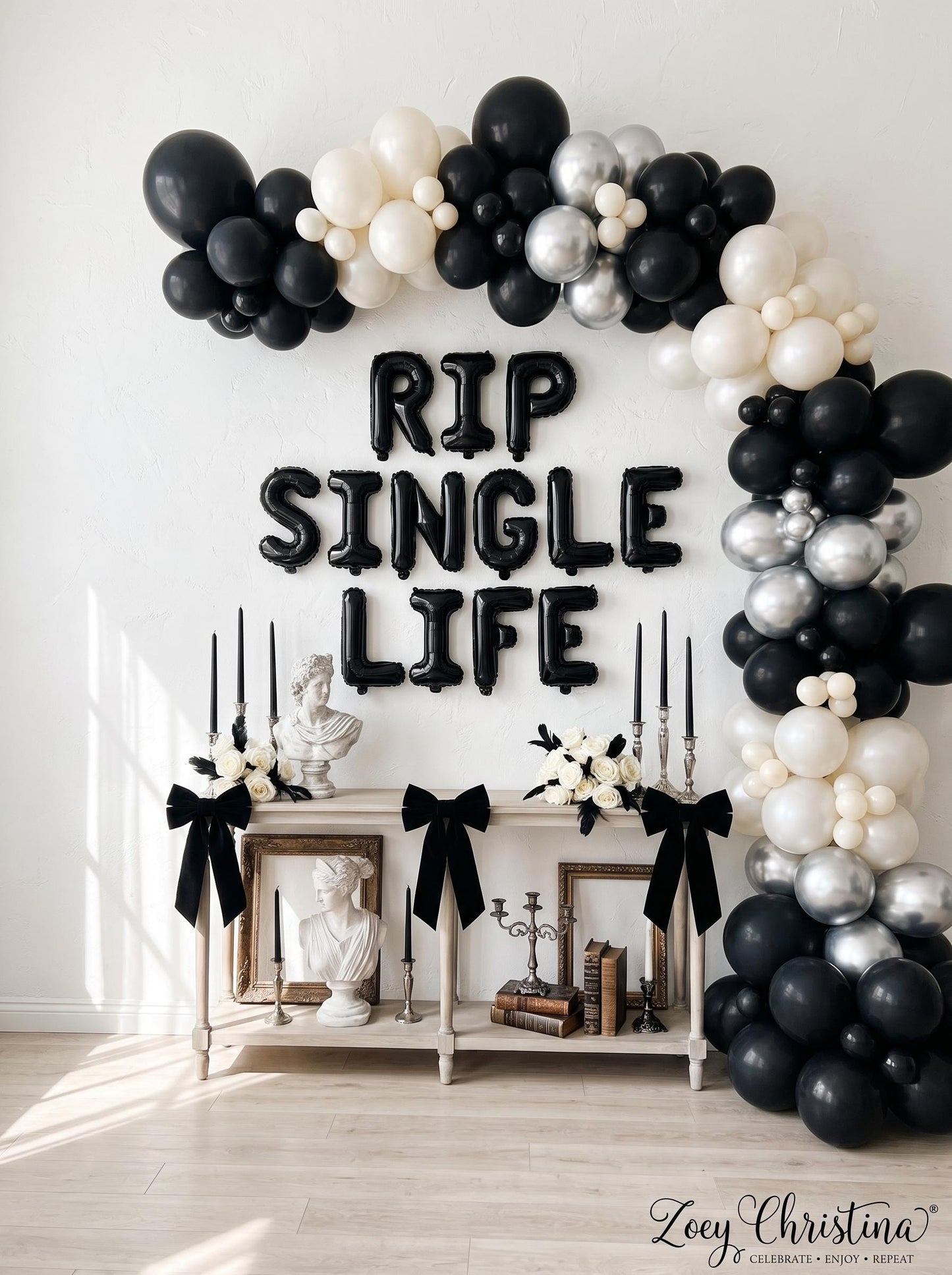 RIP SINGLE LIFE Balloon Banner | Halloween Bachelorette Party Decor | Final Boo Decorations