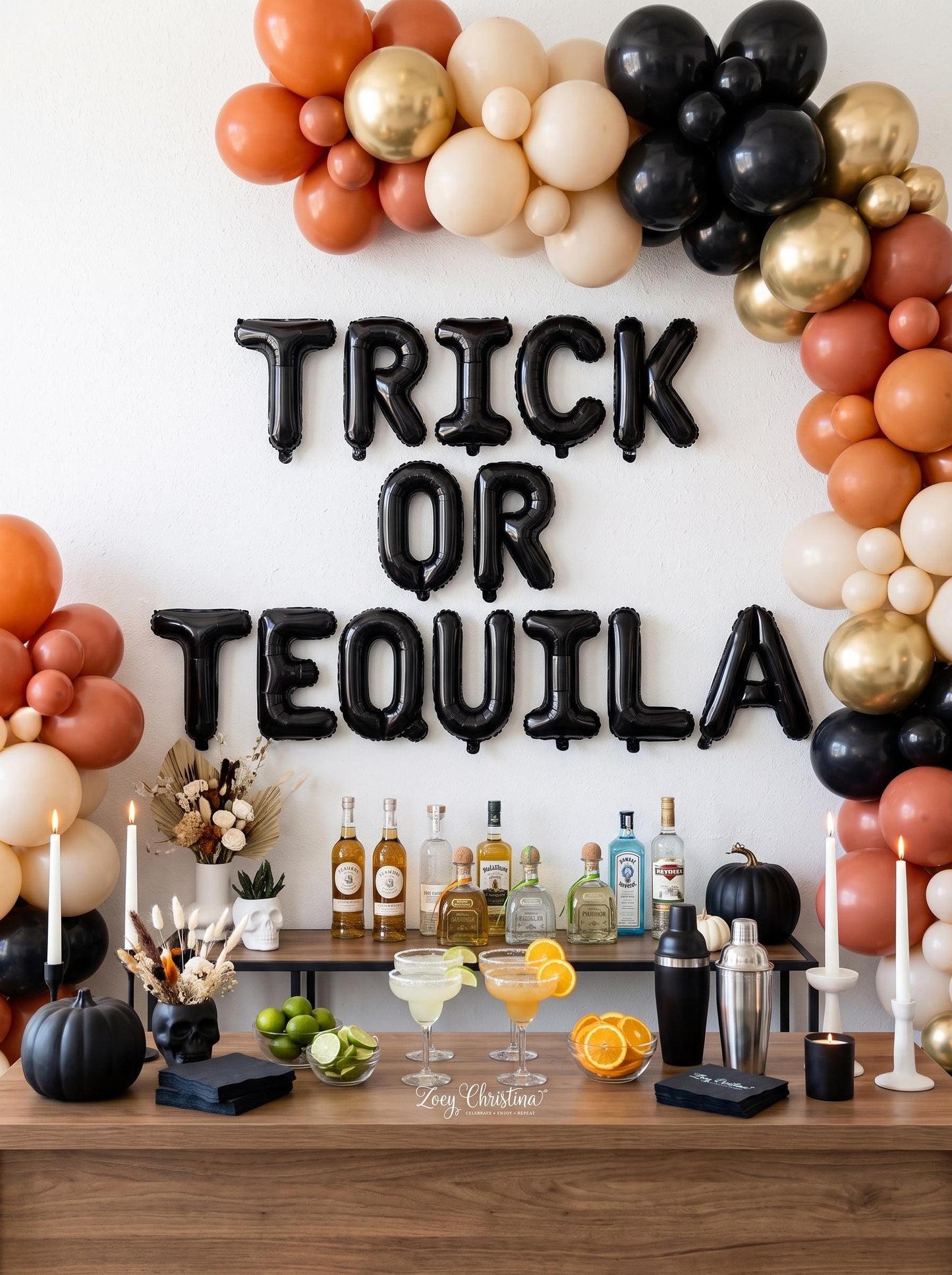 TRICK OR TEQUILA Balloon Banner | Halloween Bachelorette Party Decor | Spooky Girls Night