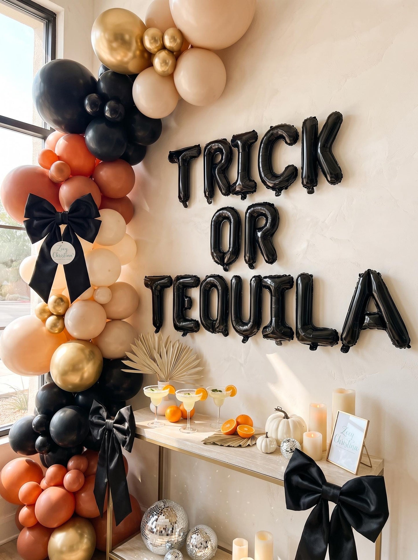 TRICK OR TEQUILA Balloon Banner | Halloween Bachelorette Party Decor | Spooky Girls Night