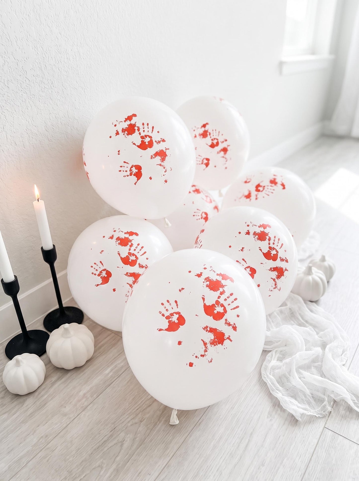 Bloody Handprint Balloons | Murder Mystery Party Decorations | Crime Scene Party Balloons | 25 Pack