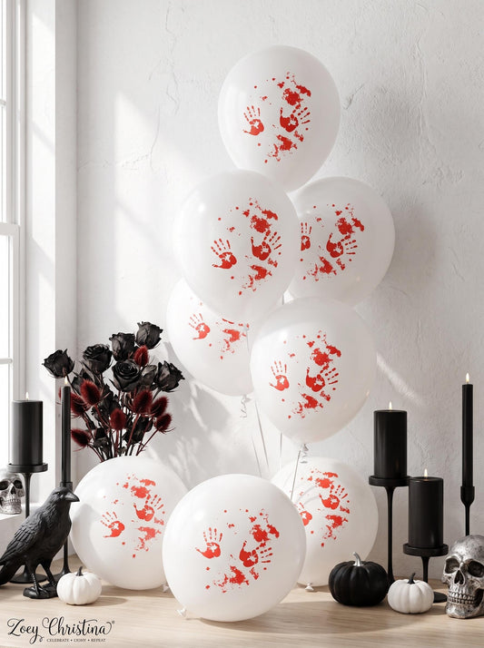 Bloody Handprint Balloons | Murder Mystery Party Decorations | Crime Scene Party Balloons | 25 Pack