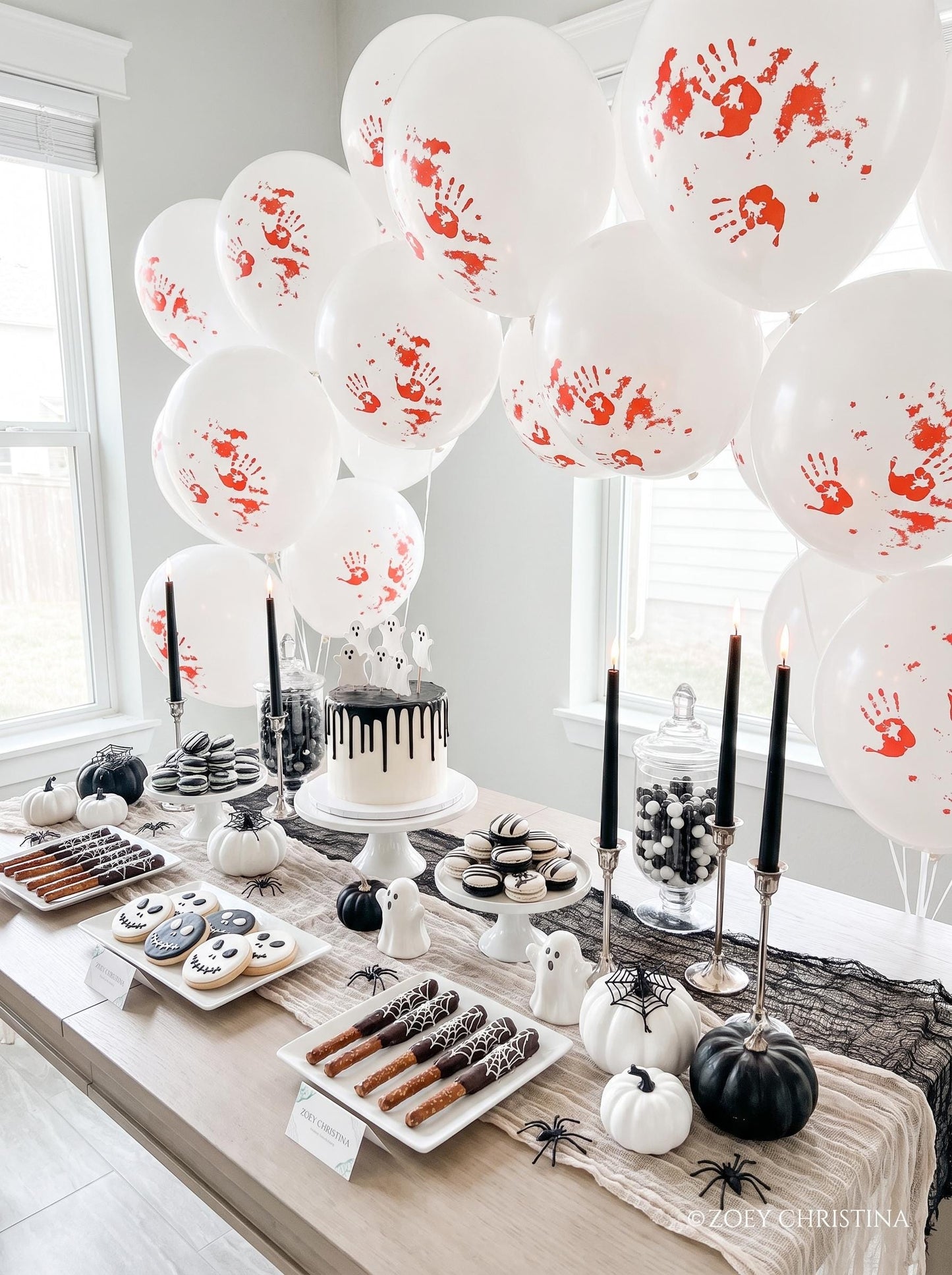 Bloody Handprint Balloons | Murder Mystery Party Decorations | Crime Scene Party Balloons | 25 Pack