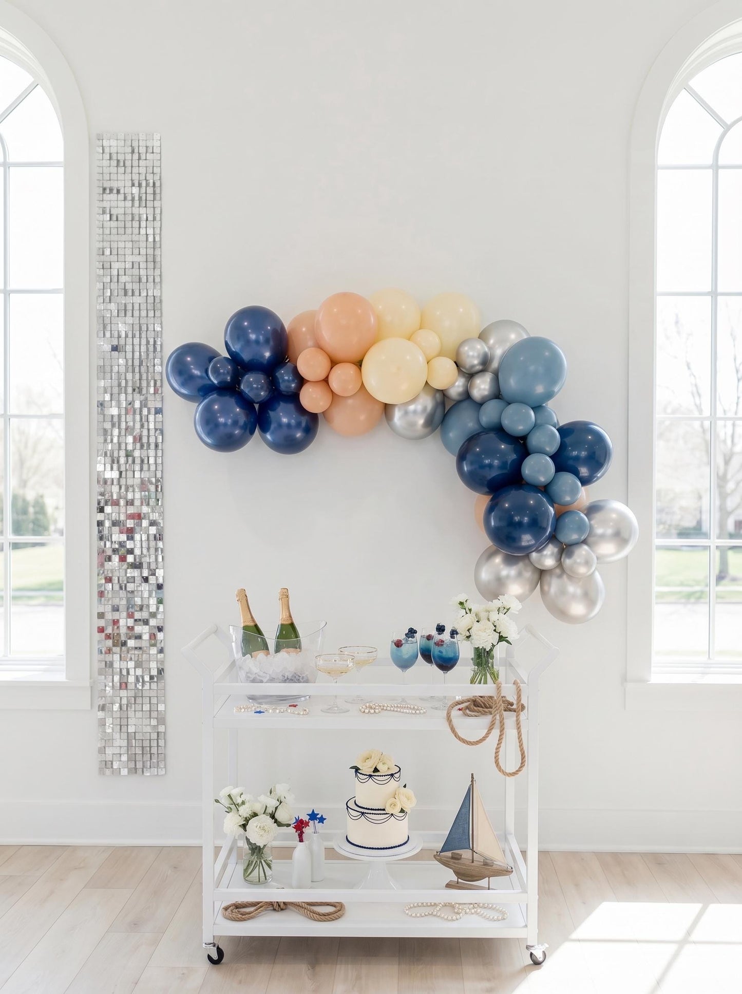 Nautical Balloon Garland Kit, Bridal Shower, Coastal Wedding Party Decorations