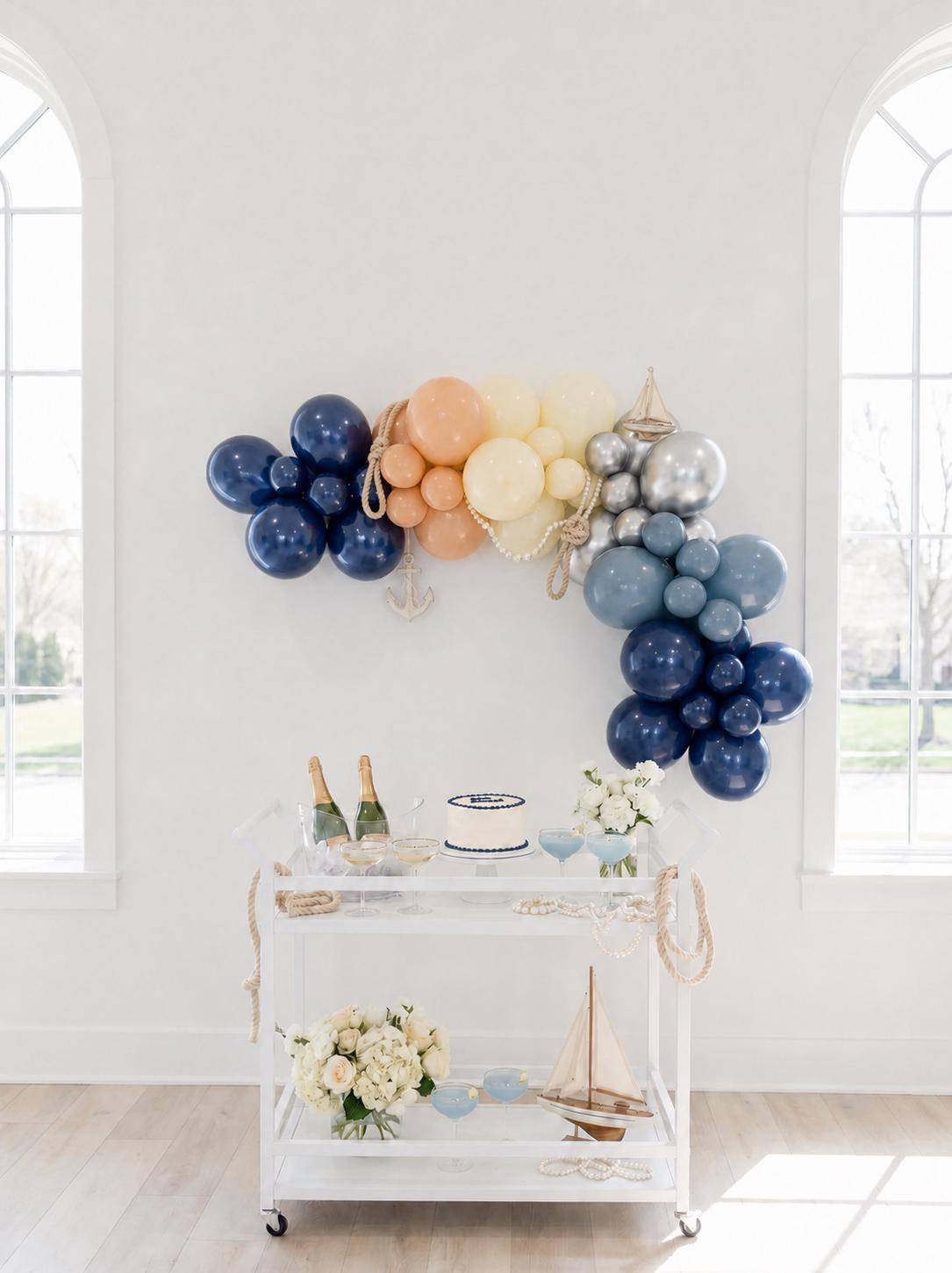 Nautical Balloon Garland Kit, Bridal Shower, Coastal Wedding Party Decorations