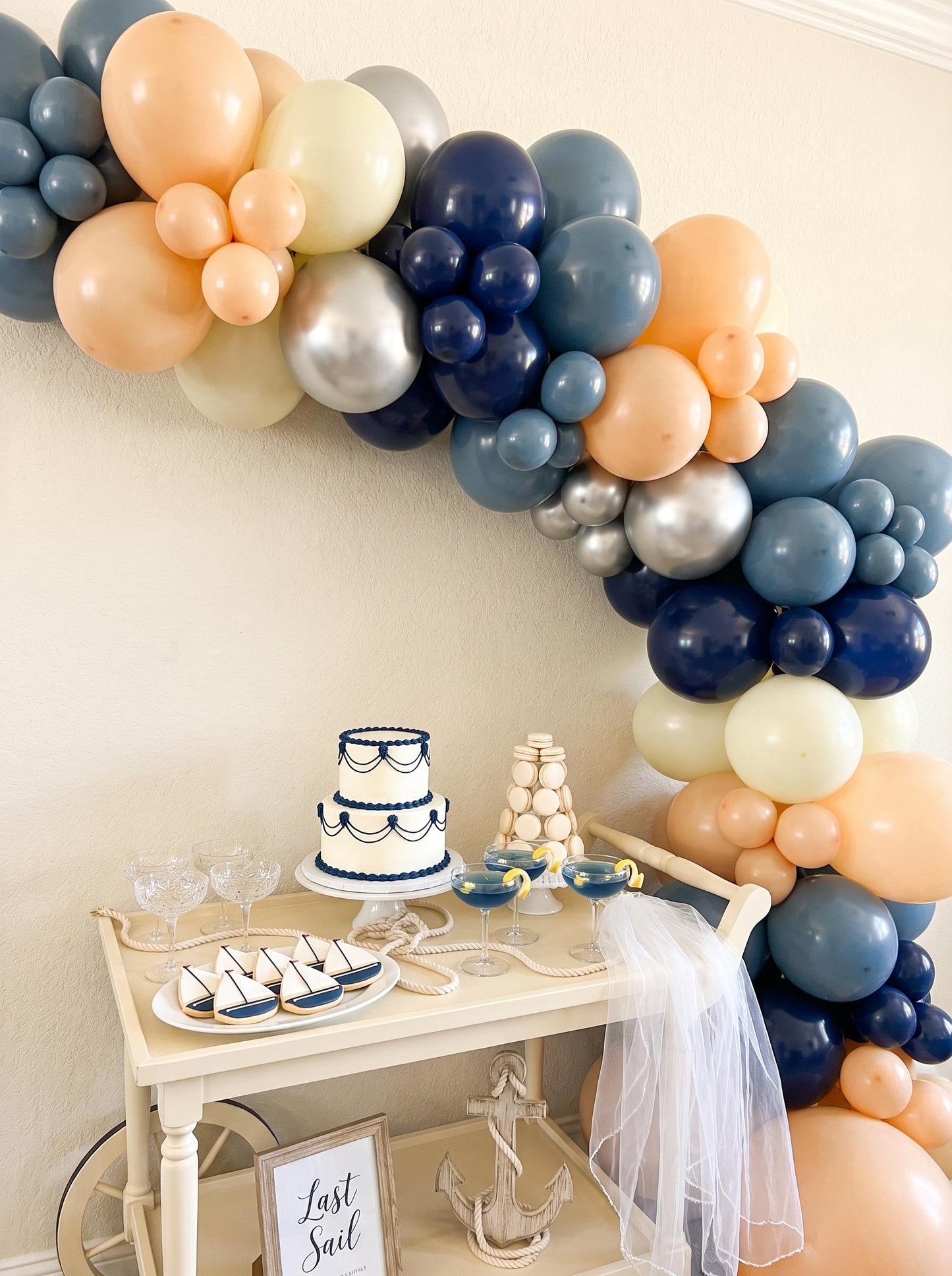 Nautical Balloon Garland Kit, Bridal Shower, Coastal Wedding Party Decorations