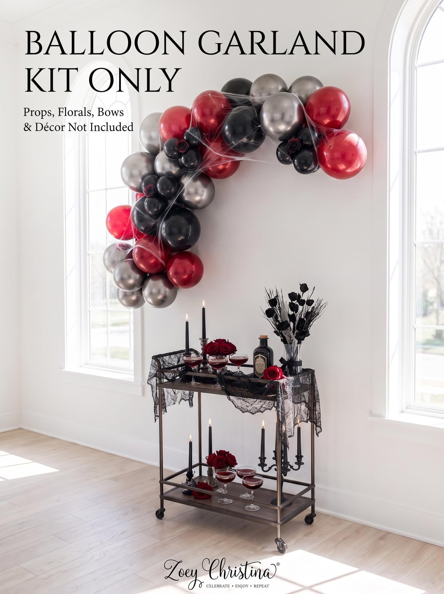 Vampress Halloween Balloon Garland Kit: Vampire Party Decor, Goth Halloween Decorations