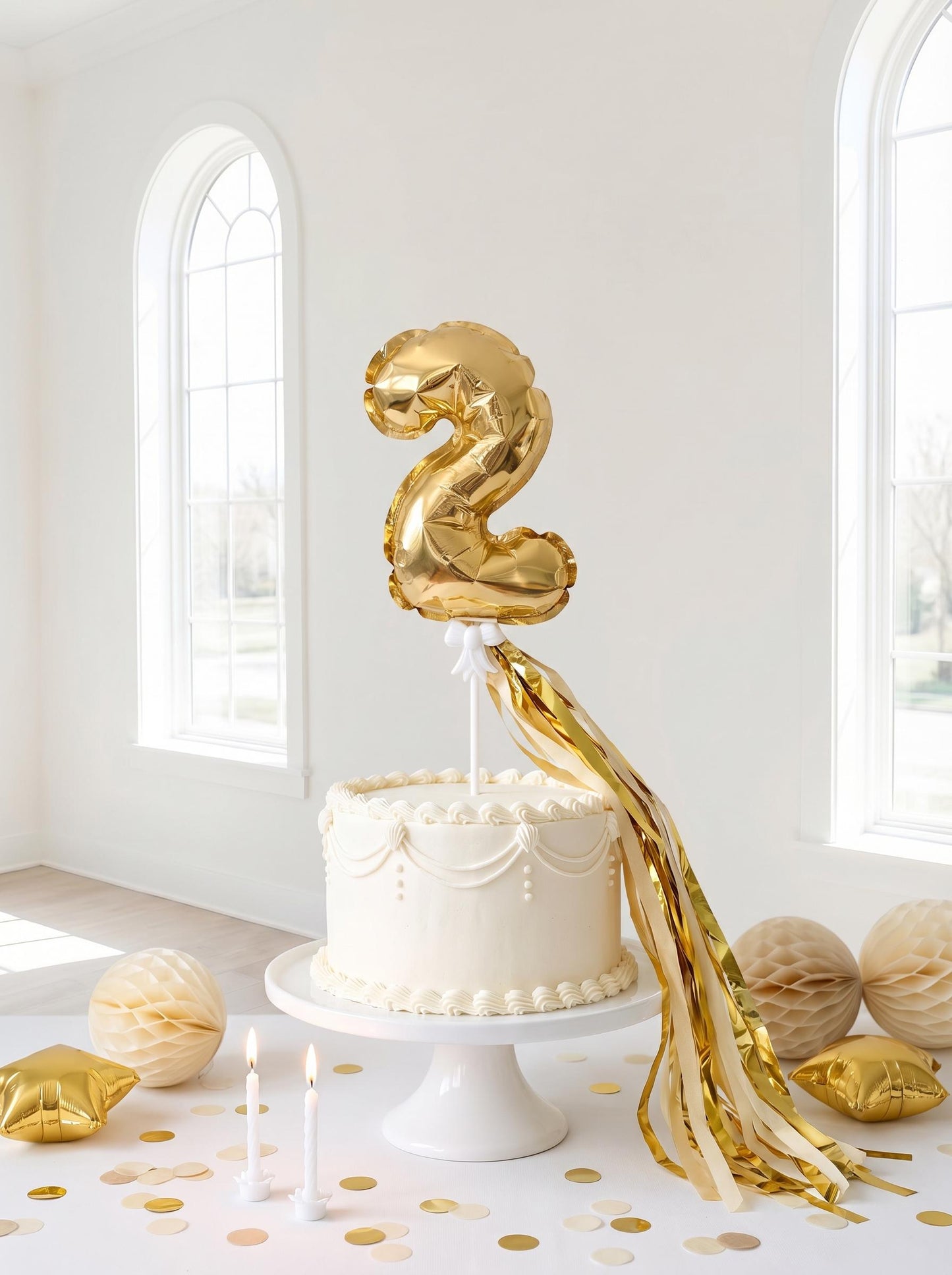 Mini Foil Number Balloon Cake Topper: Birthday Party Decor, Table Numbers, Wedding Centerpiece