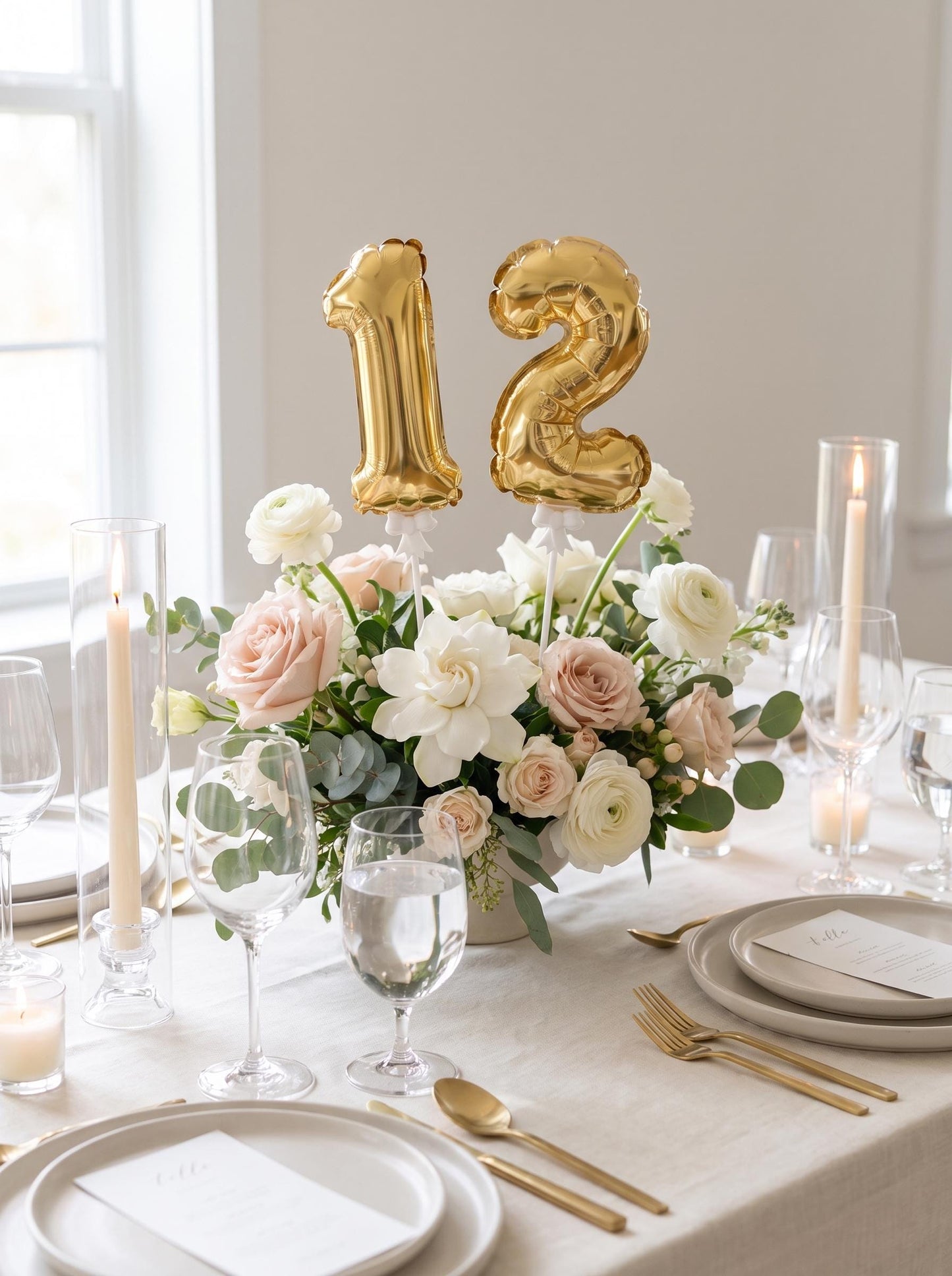 Mini Foil Number Balloon Cake Topper: Birthday Party Decor, Table Numbers, Wedding Centerpiece