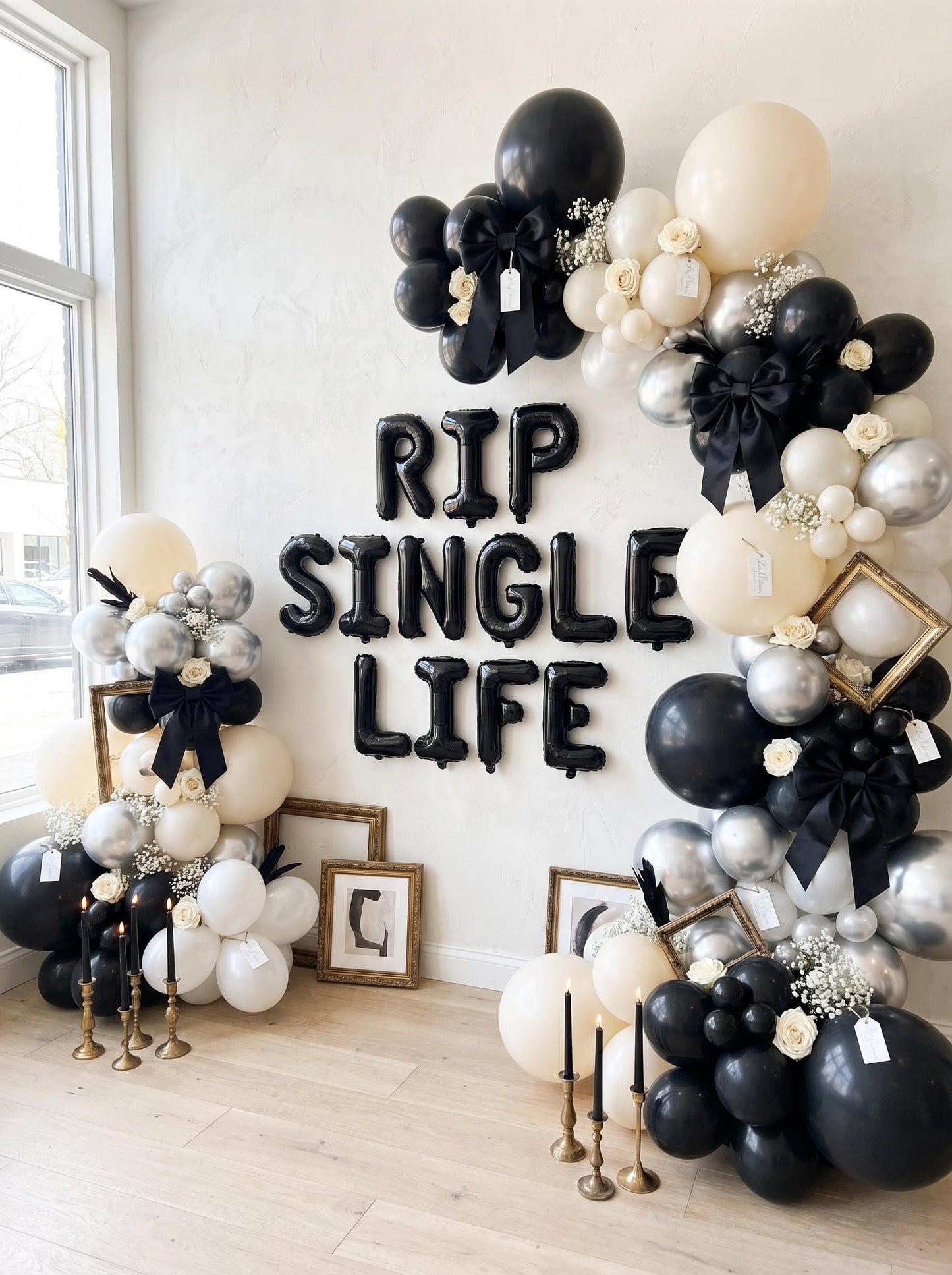 RIP SINGLE LIFE Balloon Banner | Halloween Bachelorette Party Decor | Final Boo Decorations