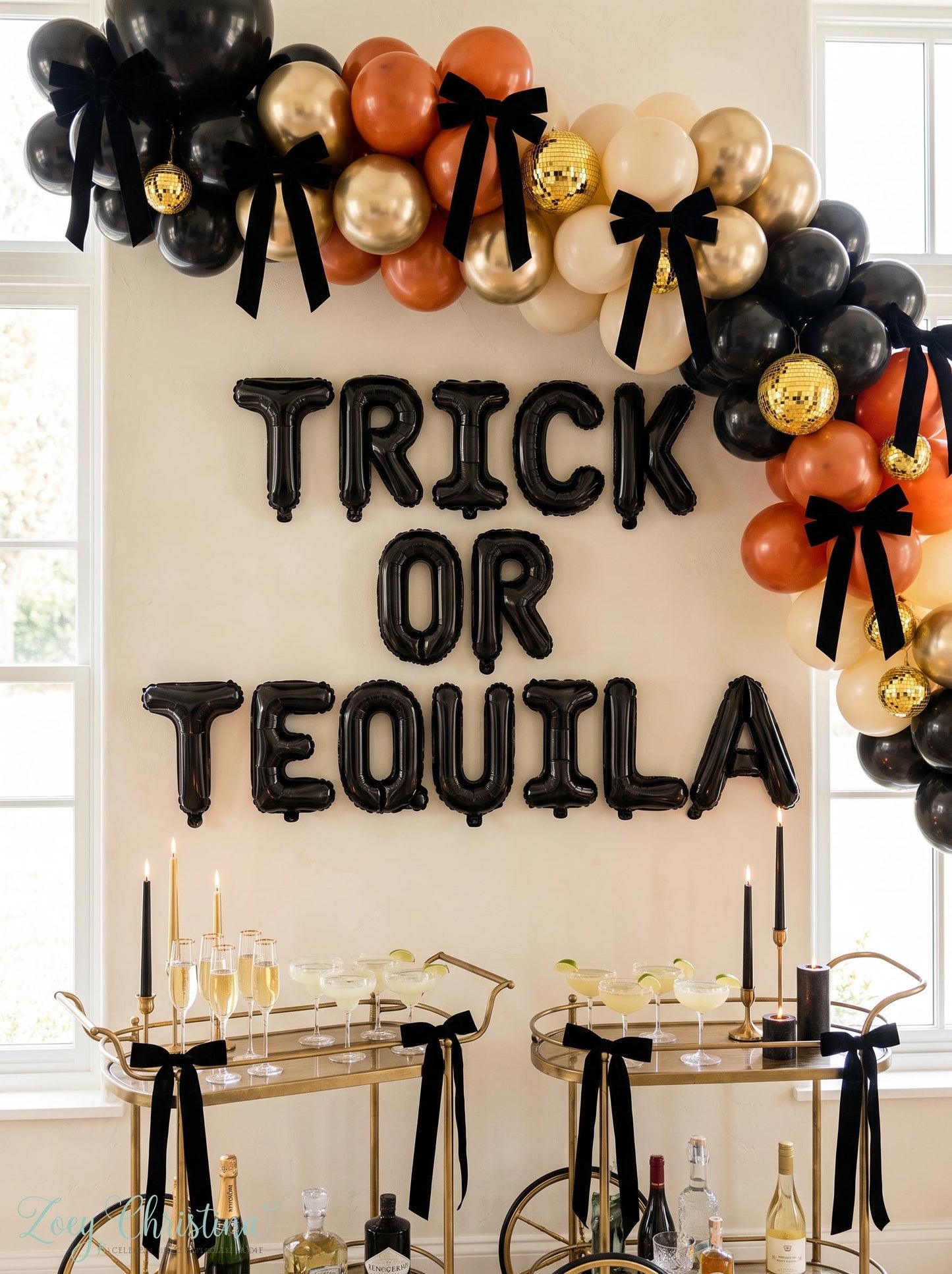 TRICK OR TEQUILA Balloon Banner | Halloween Bachelorette Party Decor | Spooky Girls Night