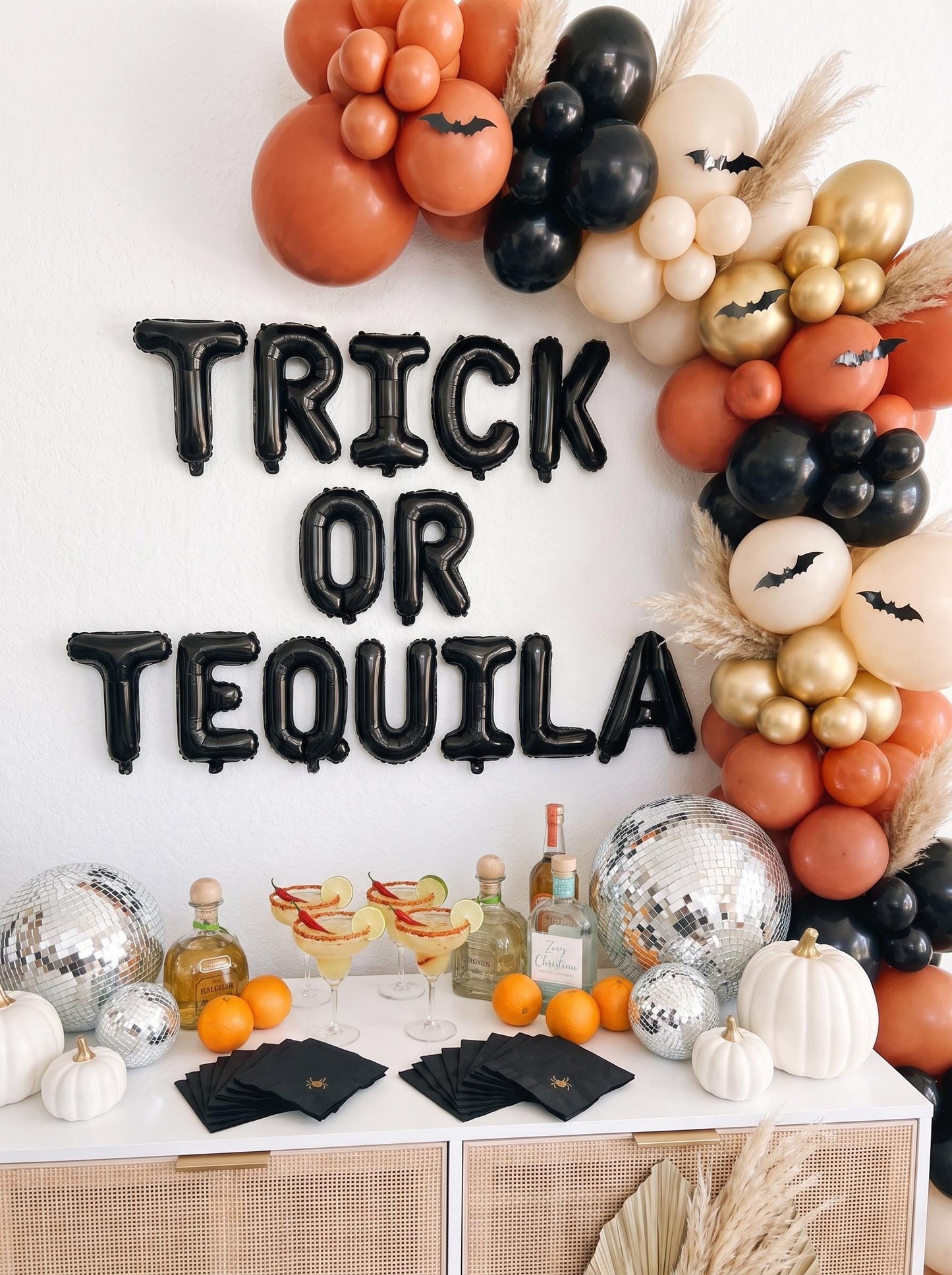 TRICK OR TEQUILA Balloon Banner | Halloween Bachelorette Party Decor | Spooky Girls Night