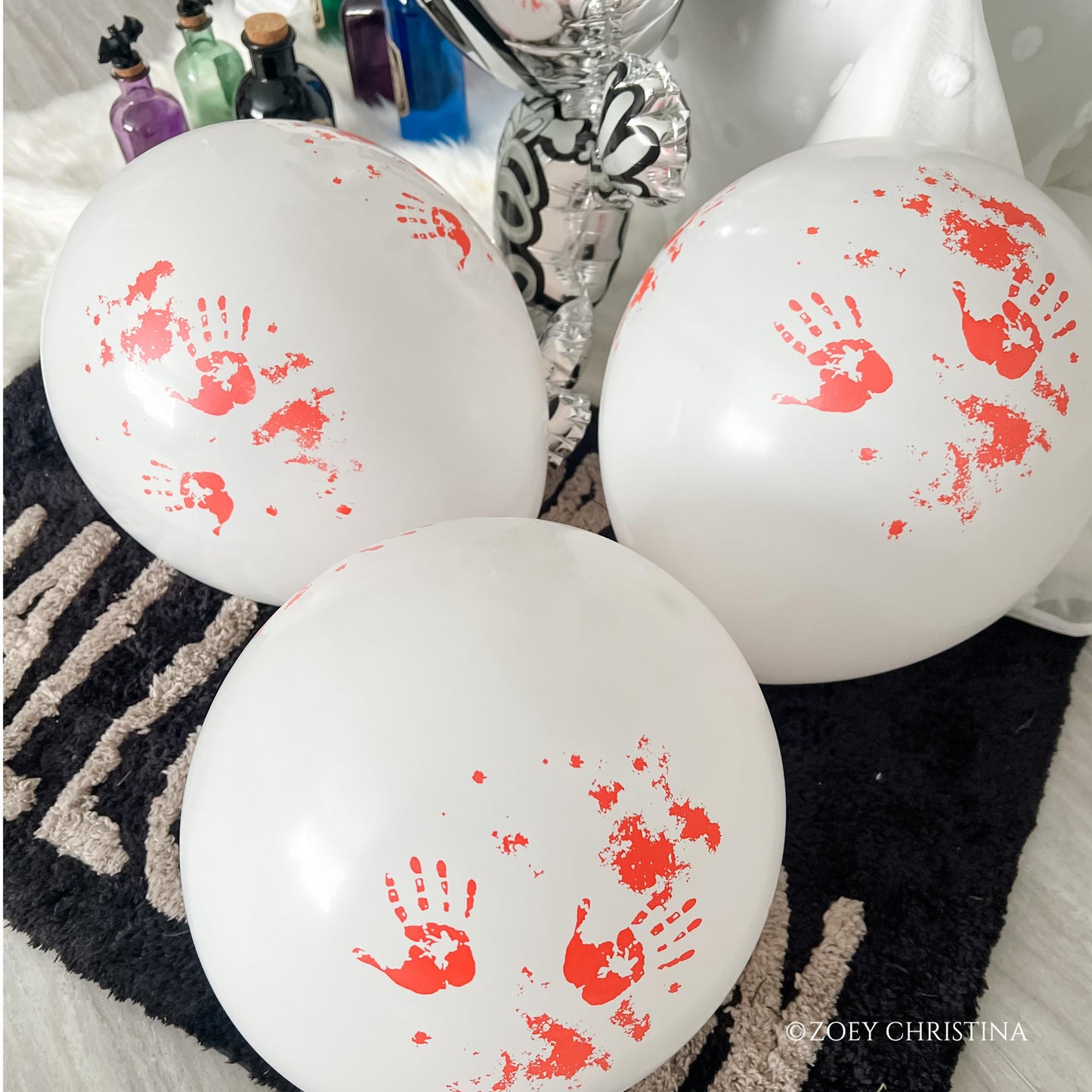 Bloody Handprint Balloons | Murder Mystery Party Decorations | Crime Scene Party Balloons | 25 Pack