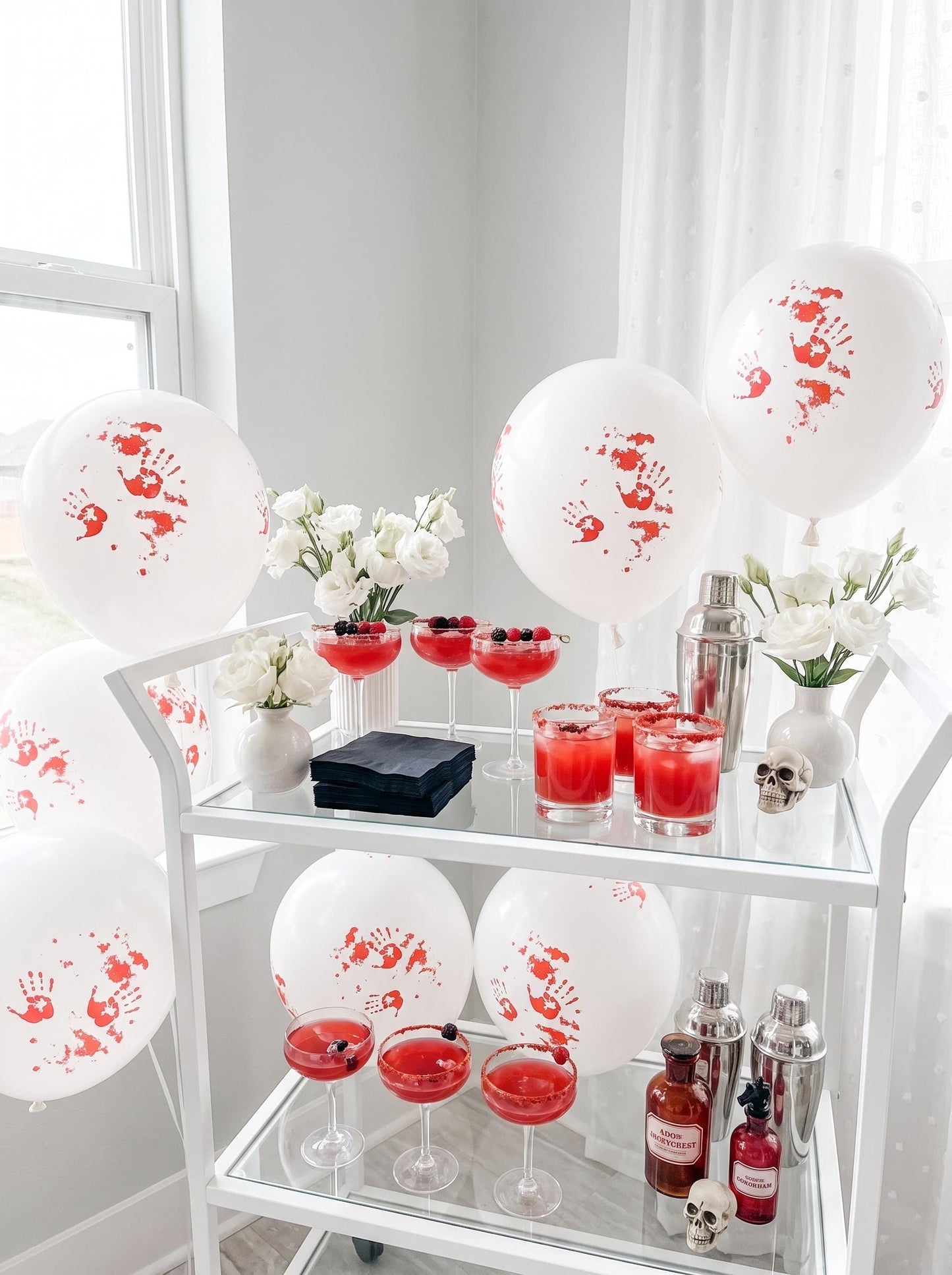 Bloody Handprint Balloons | Murder Mystery Party Decorations | Crime Scene Party Balloons | 25 Pack