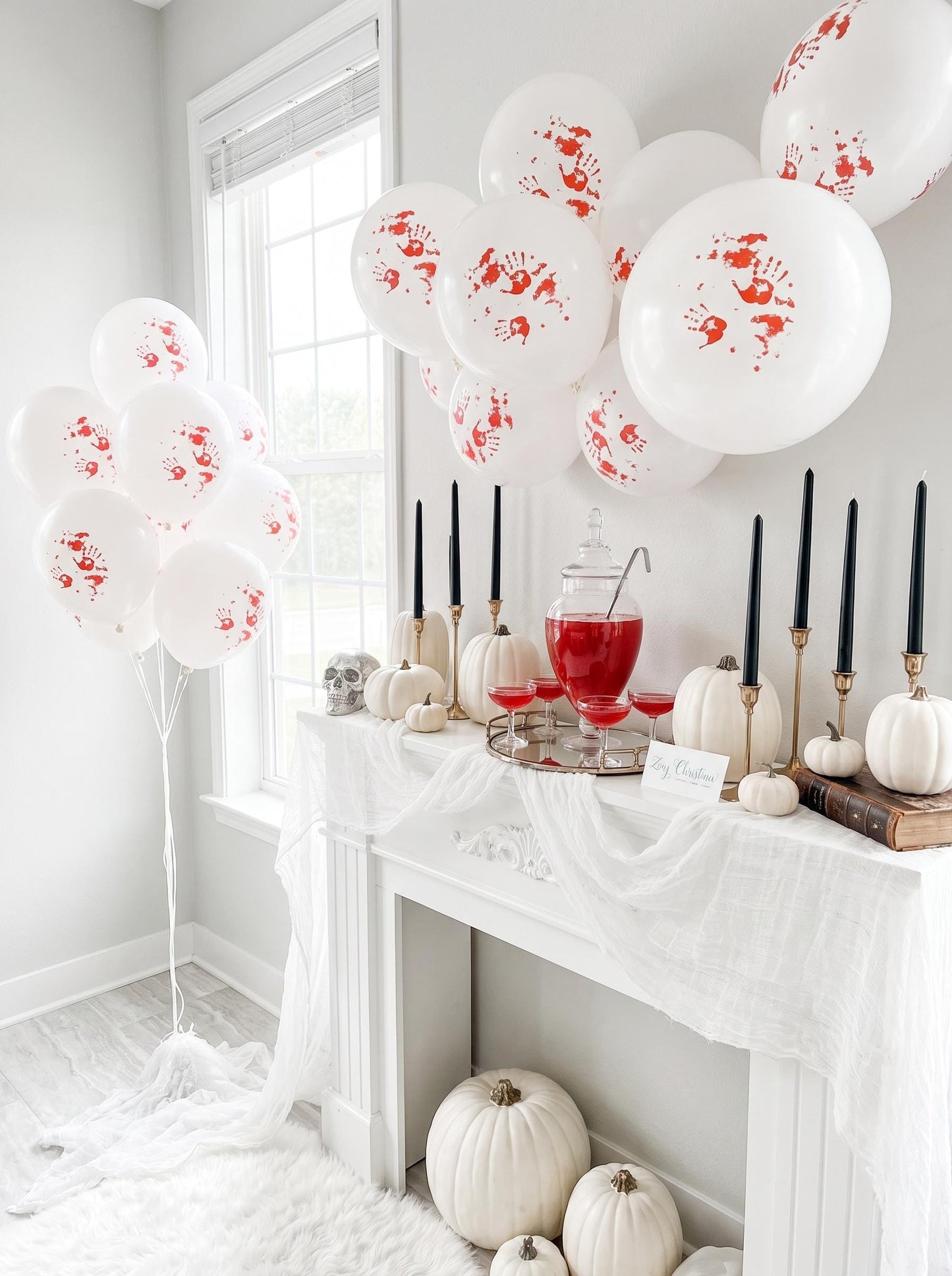 Bloody Handprint Balloons | Murder Mystery Party Decorations | Crime Scene Party Balloons | 25 Pack
