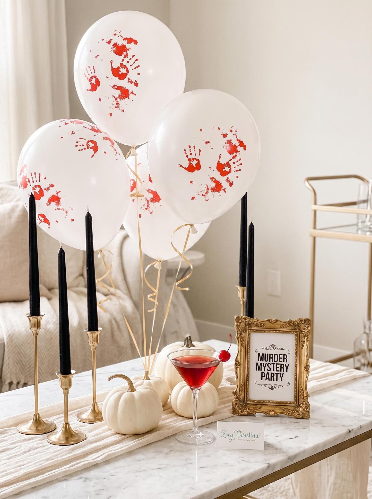 Bloody Handprint Balloons | Murder Mystery Party Decorations | Crime Scene Party Balloons | 25 Pack