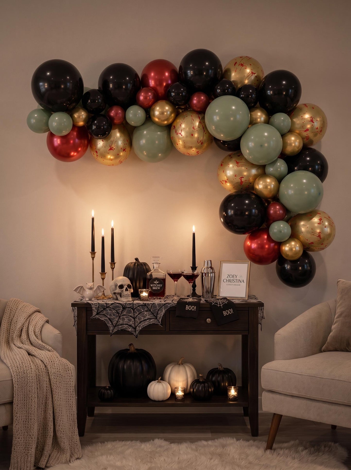 Slasher Halloween Balloon Garland Kit: Murder Mystery Halloween Decorations