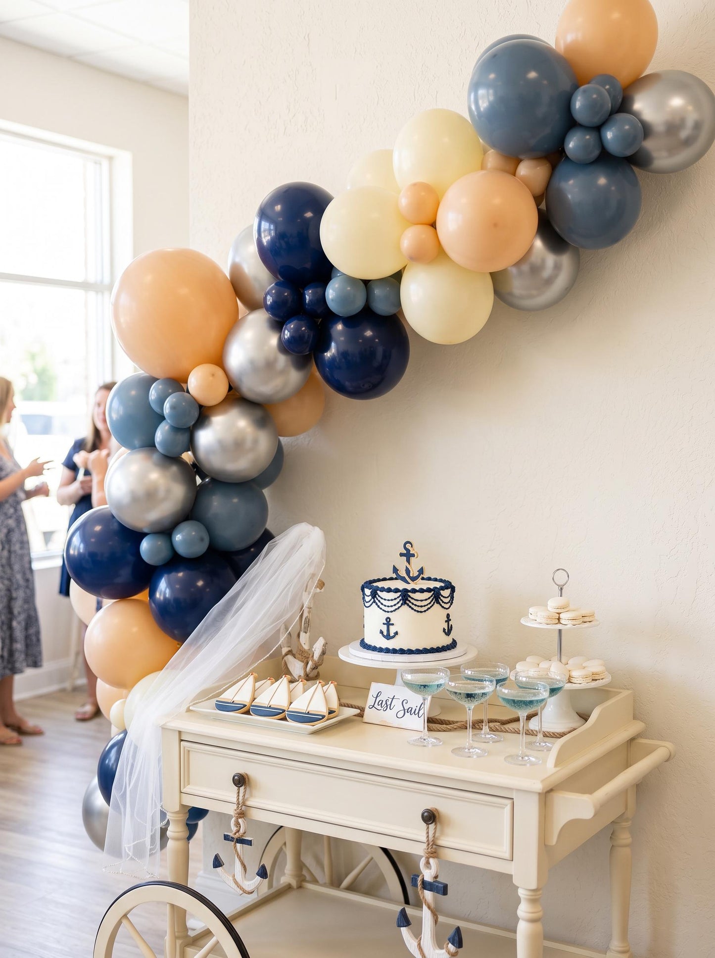 Nautical Balloon Garland Kit, Bridal Shower, Coastal Wedding Party Decorations