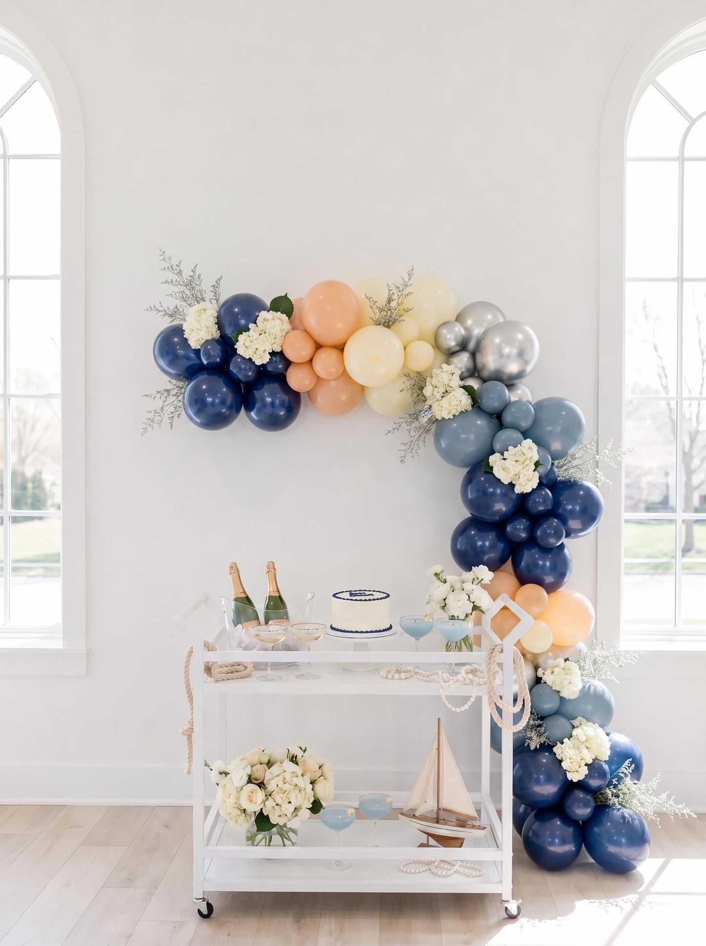 Nautical Balloon Garland Kit, Bridal Shower, Coastal Wedding Party Decorations