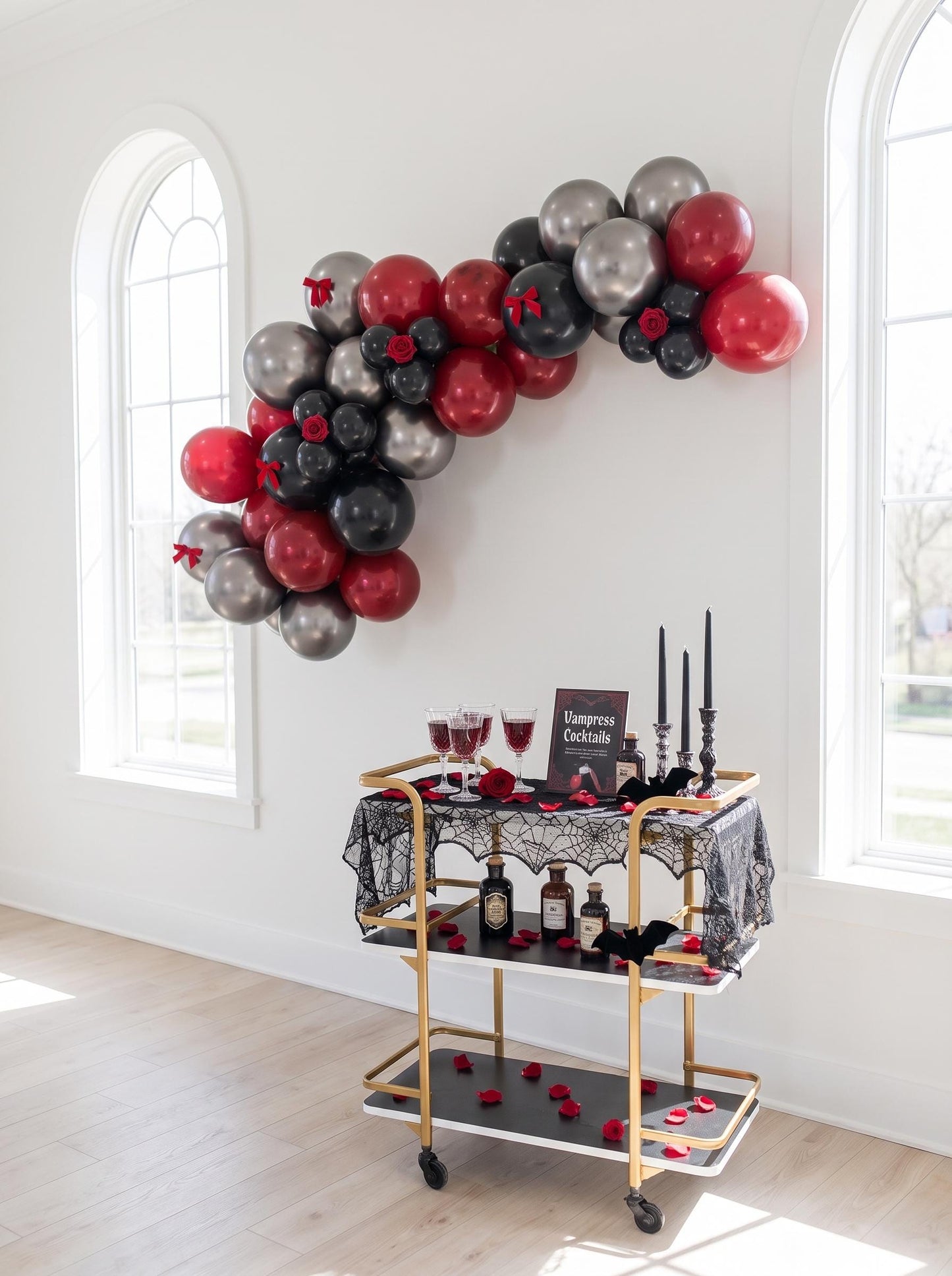 Vampress Halloween Balloon Garland Kit: Vampire Party Decor, Goth Halloween Decorations