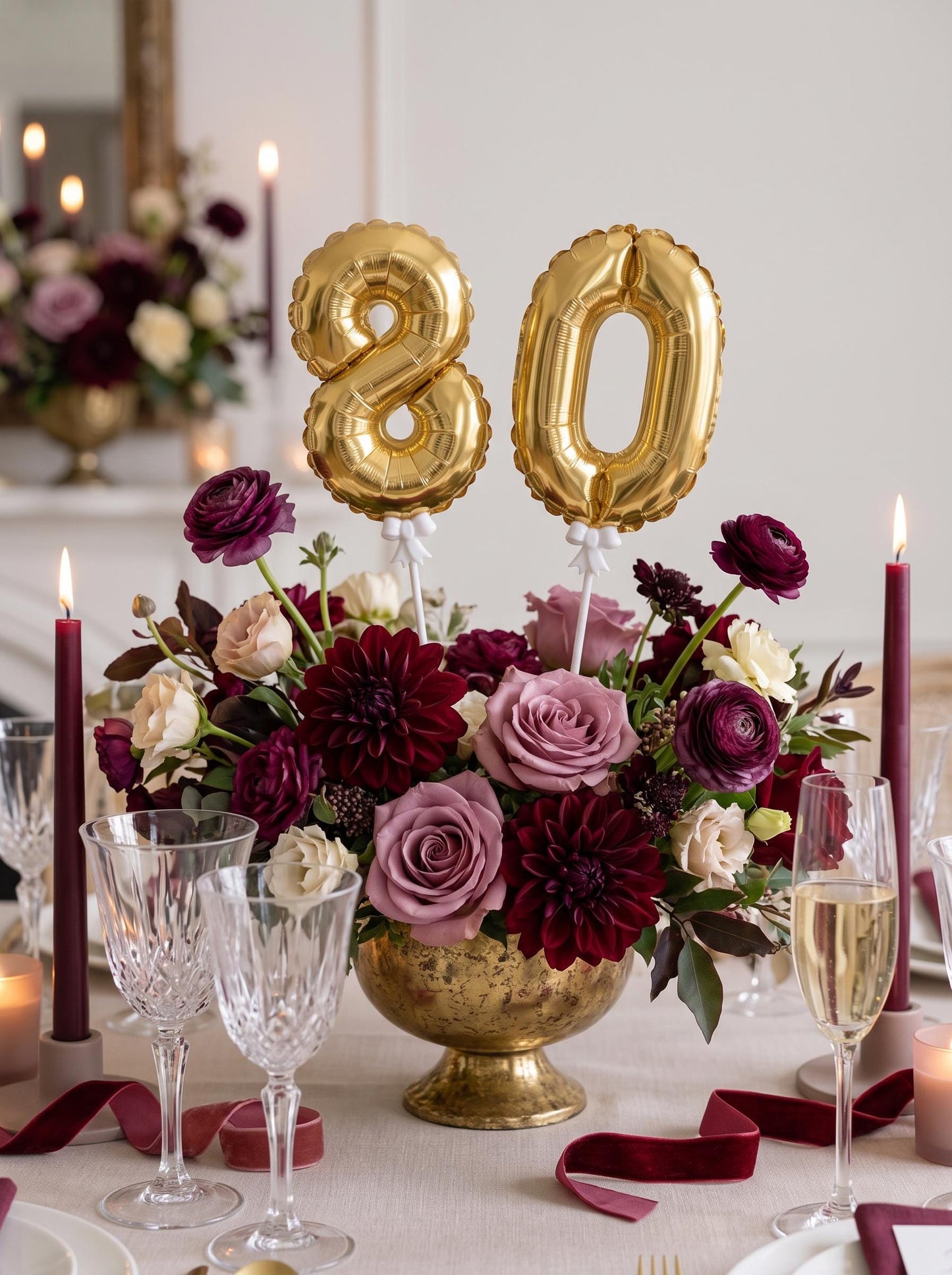 Mini Foil Number Balloon Cake Topper: Birthday Party Decor, Table Numbers, Wedding Centerpiece
