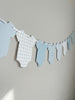 Blue or Green Gingham print Bodysuit Garland, Baby Shower Banner Decoration