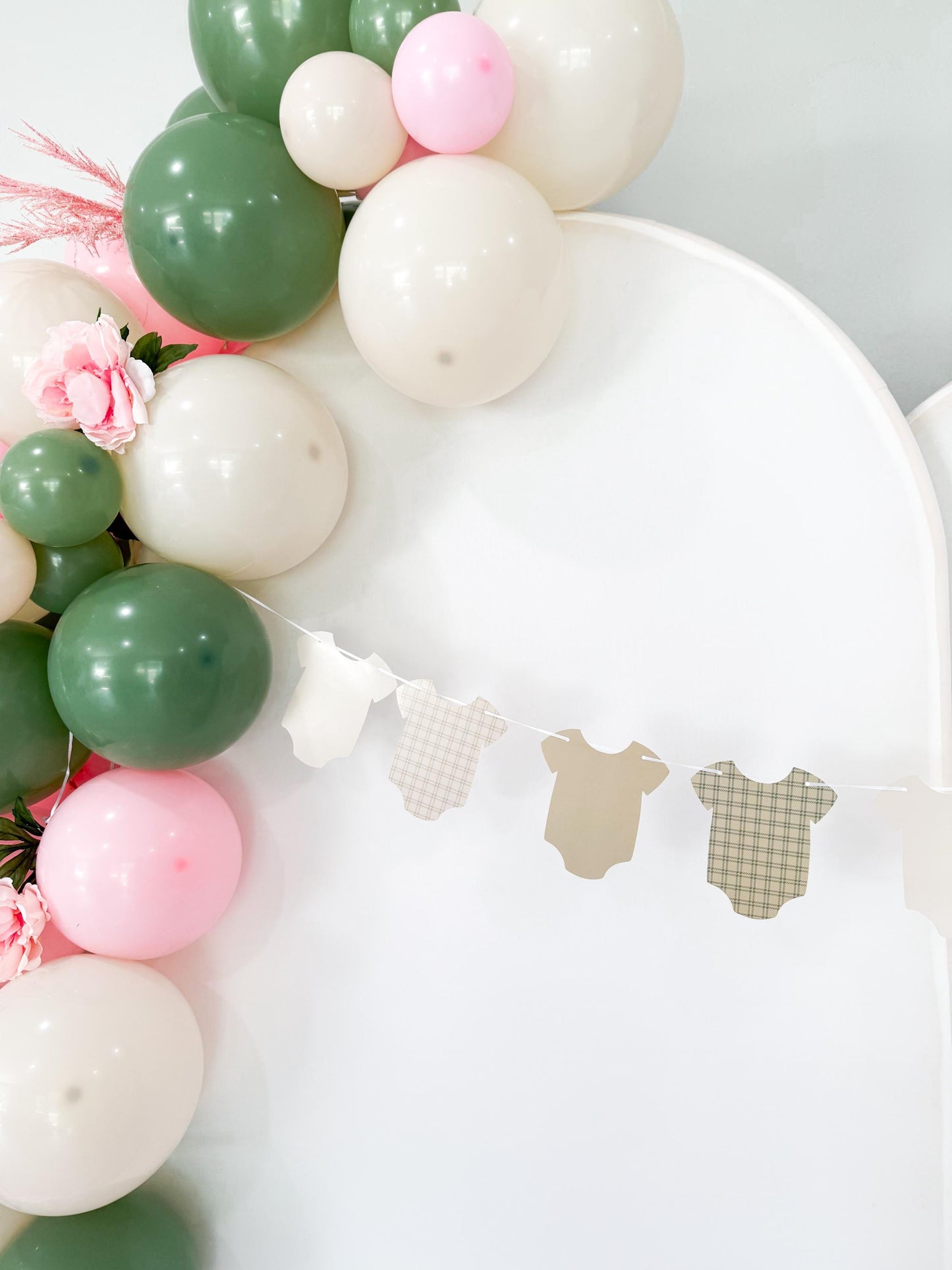 Blue or Green Gingham print Bodysuit Garland, Baby Shower Banner Decoration