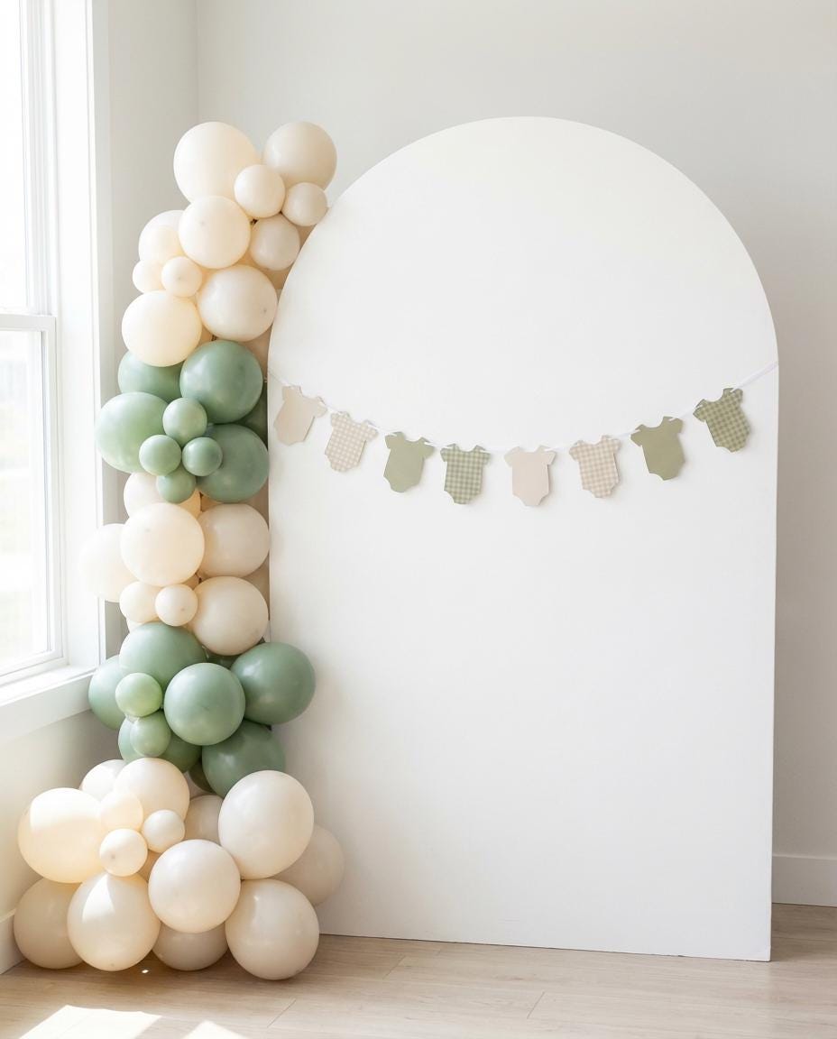 Blue or Green Gingham print Bodysuit Garland, Baby Shower Banner Decoration