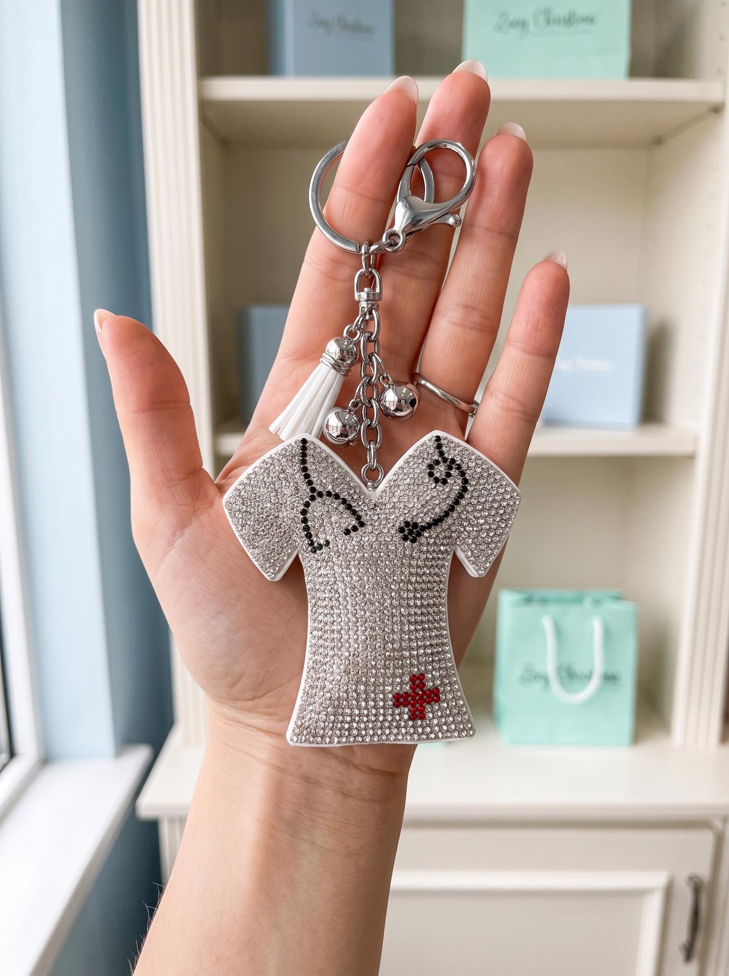 Nurse Keychain Rhinestone Scrub Top: RN Medical Gift, Healthcare Worker Accessory