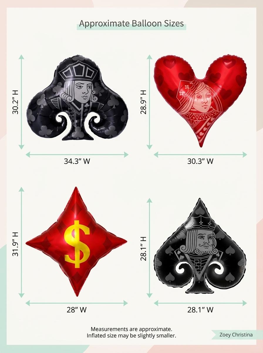 Playing Card Foil Balloon Set of 4: Lucky in Love Bachelorette Decor, Casino Night & Vegas Bridal Shower Party
