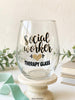 Social Worker 18 oz Stemless Wine Glass, Therapy Glass Design