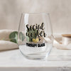 Social Worker 18 oz Stemless Wine Glass, Therapy Glass Design