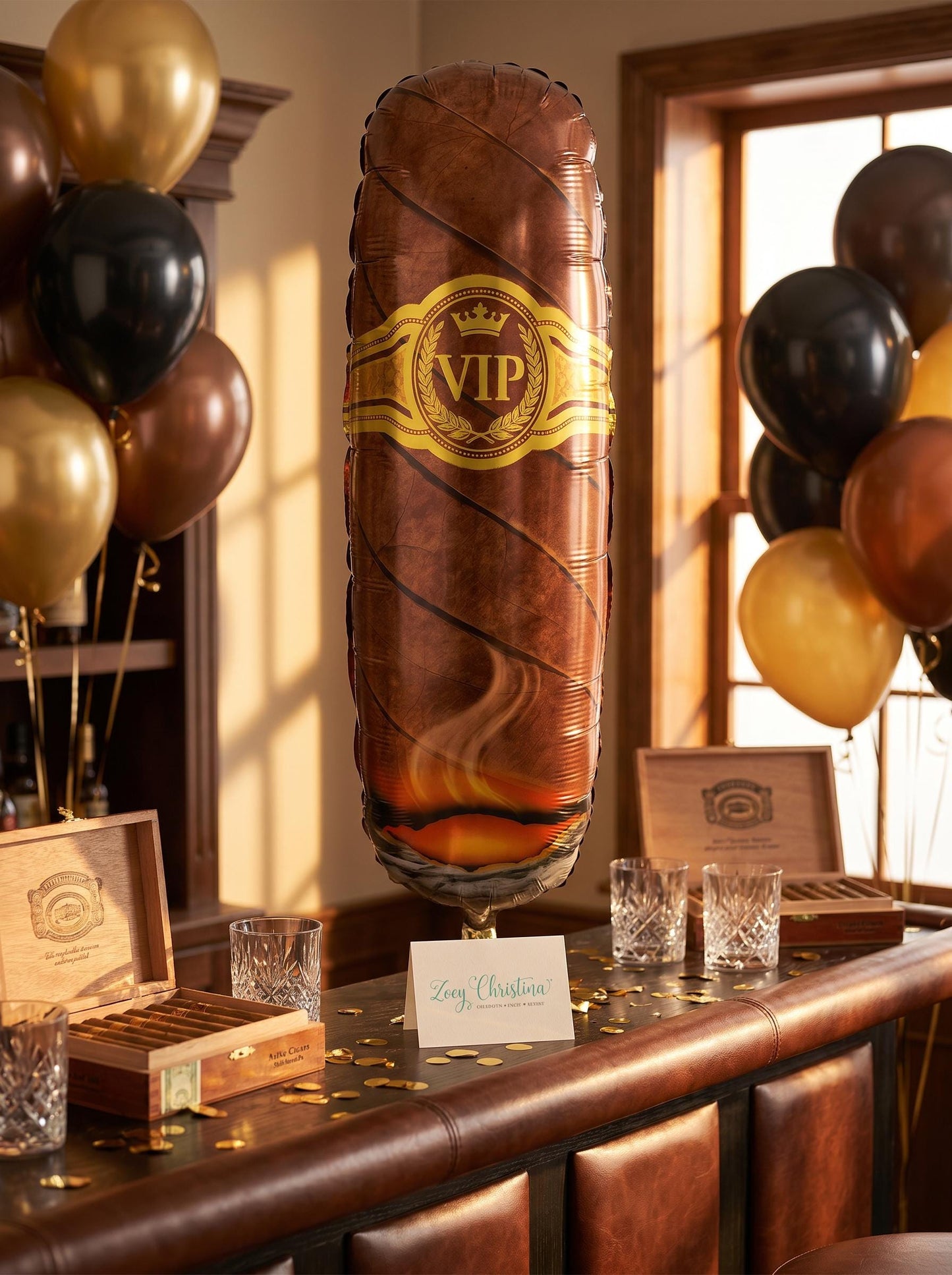 Cigar Foil Balloon:  Mens birthday party decor