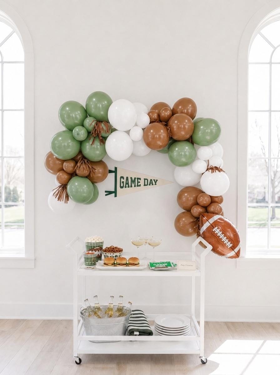 Football Balloon Garland Kit:  Game Day Party Decorations, Football Birthday Decor, Tailgate Balloons