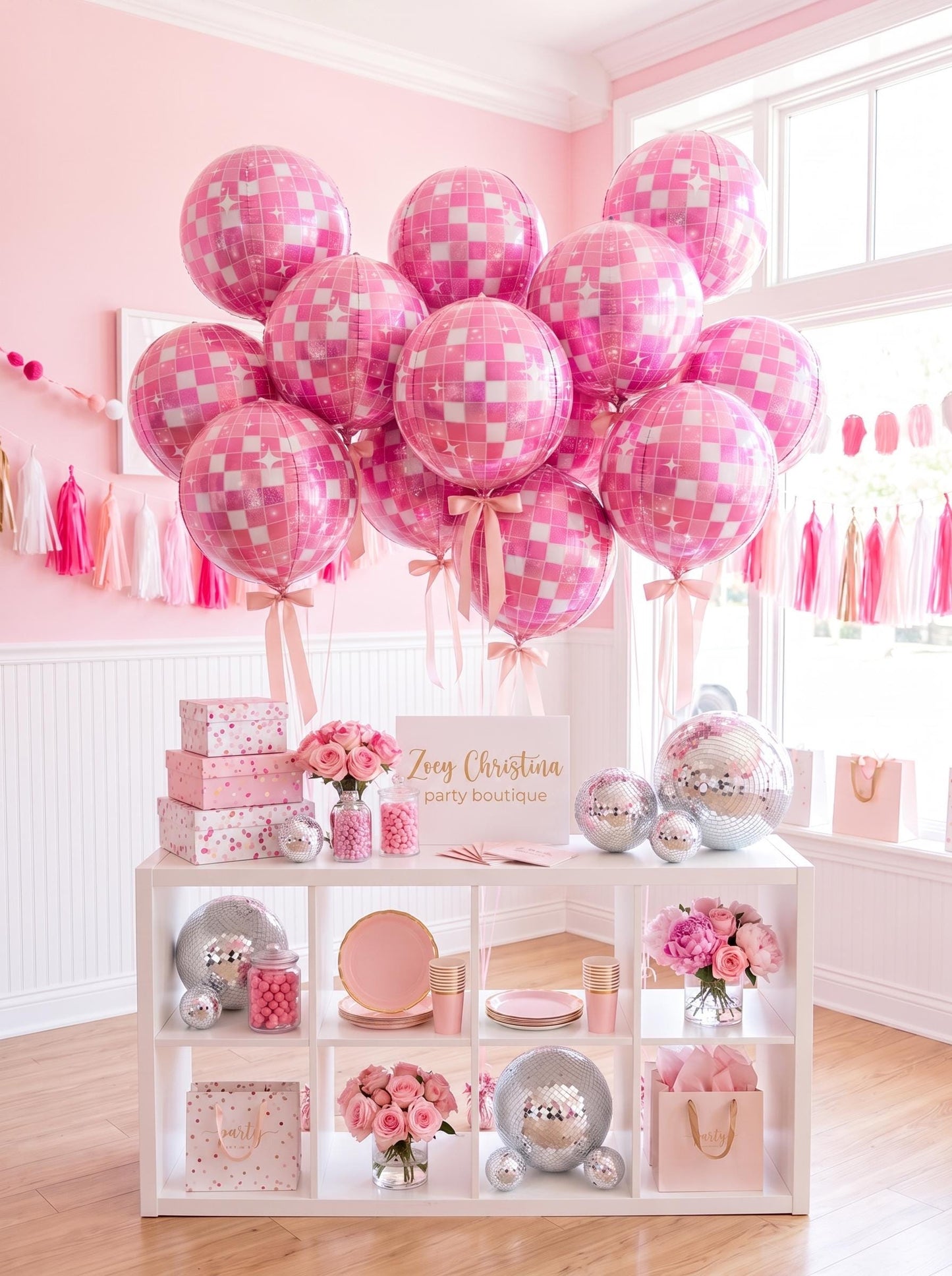 Pink or Orange Disco Ball Foil Balloon, New Year’s Eve Party Decor