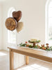 Woodland Balloon Bouquet: Tree Log Balloon, Brown Heart Balloons, Woodland First Birthday