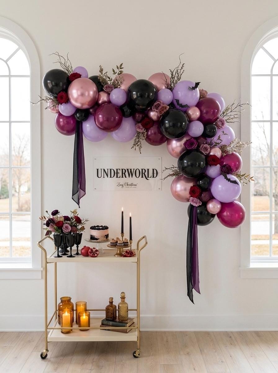 Underworld Halloween Balloon Garland Kit, Purple Black Gothic Witch Party Decorations