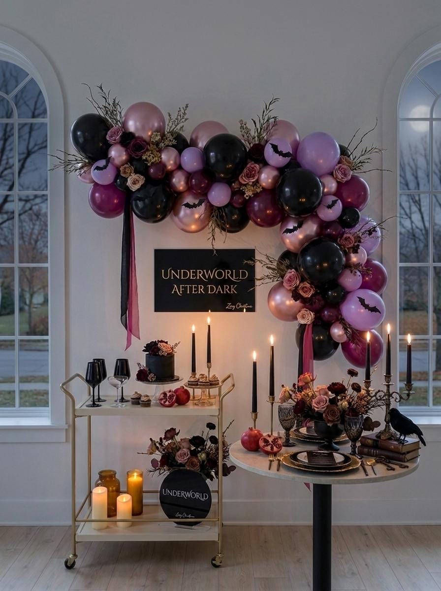 Underworld Halloween Balloon Garland Kit, Purple Black Gothic Witch Party Decorations