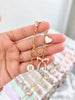 Pink Bow Initial Bag Charm, Gold-Tone Clip-On Personalized Keychain With Heart Accent